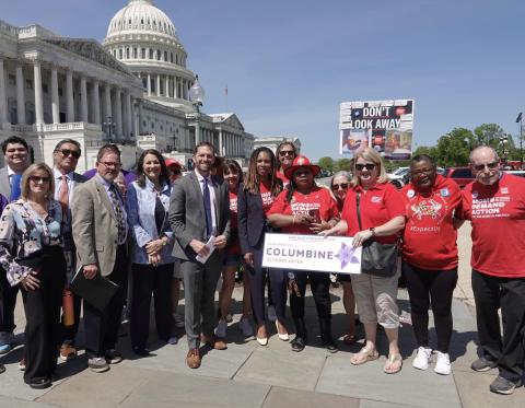 Rep. DeGette and Rep. Crow stand with gun safety advocates