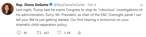 Tweet: Trump said he wants Congress to stop its "ridiculous" investigations